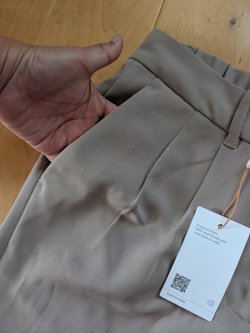 Quince Wide-Leg Pleated Trousers in Beige - Picture 7 of 9
